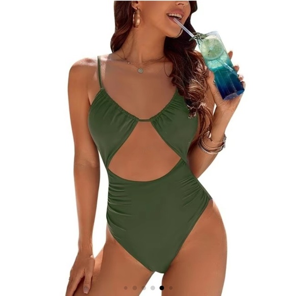 Blooming Jelly Other - Blooming Jelly Women's Olive Green One Piece Swimsuit